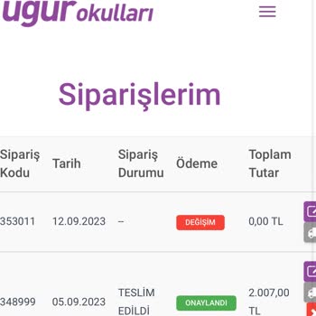 Uğur Okulları Değişim Yapılacak Ürünler