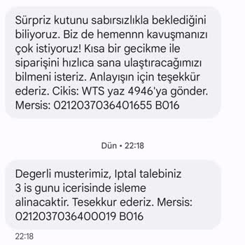 Watsons Siparişi İptal Etmek İstemiyorum