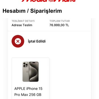 Media Markt Gerekçe Olmadan 10 Gün Sonra İptal Etiler Siparişimi