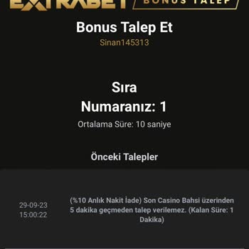 Extrabet Bonus Talebi İle İlgili Sorun