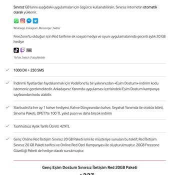 Vodafone Eşim Dostum Paket İçeriğinin Değiştirilmesi