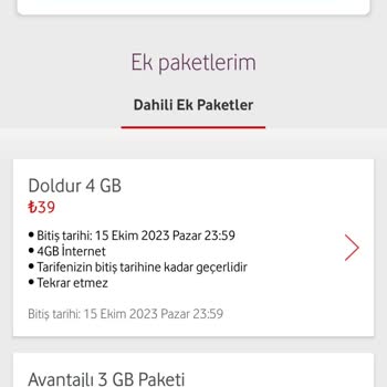Vodafone Paket Satın Alma Sorunu