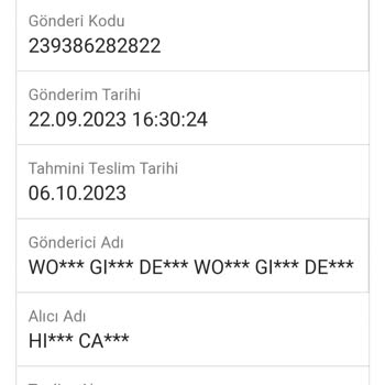 Sendeo Kargo Gününde Gelmemesi 1 Haftayı Geçmesi.