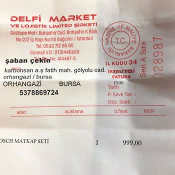 Delfi Market Lojistik Pazarlamadan İstenilen Ürün Çalışmıyor.