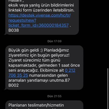 Vivense Teslimat ve Kurulum Problemi