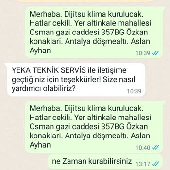 Dijitsu Klima Kurulum İçin Destek Yok