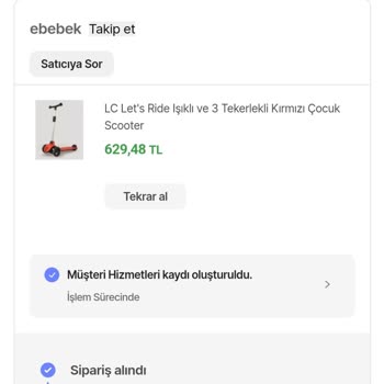 Hepsiburada Ebebek'ten Alınan Scooter