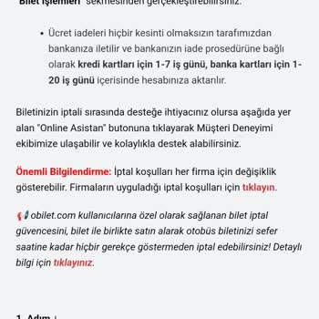 Obilet 30 Dakika Rötar Yapan Otobüs Biletinin İptal Edilmemesi!