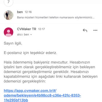 Cvmaker.com.tr Üyelik İptali Yapılması