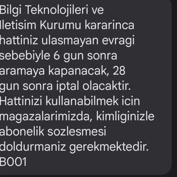 Türk Telekom Eksik Evrak Eksikliği
