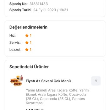 Köfteci Yusuf Migros Yemek Siparişi İle İlgili Sorun