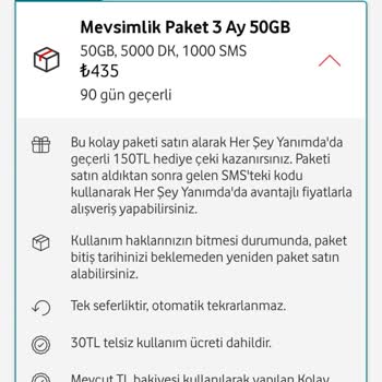 Vodafone Her Şey Yanımda 150 TL Hediye Çeki