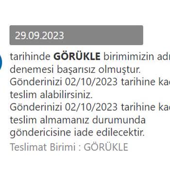 MNG Kargo Görükle Şubesi'nin Teslim Edilemedi Mesajı