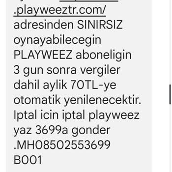 Playweez Habersiz Aylarca Alınan Üyelik Ücretleri