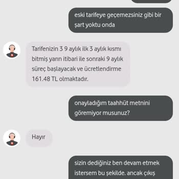 Vodafone Deneme Tarifesinden Eski Tarifeme Dönemiyorum