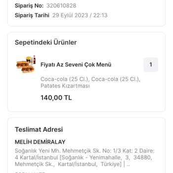 Migros Yemek Köfteci Yusuf Siparişi Teslim Edilmedi