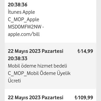 Vodafone İznimiz Dışında İtunes Tarafından Alınan Para
