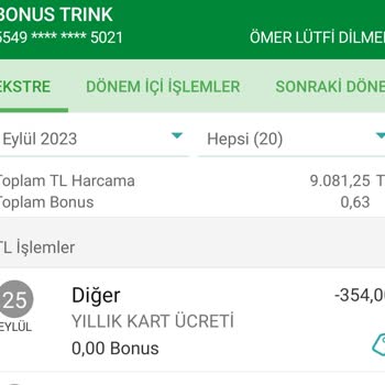 Garanti BBVA Bonus Kart Yıllık Aidat Kesinti İadesi