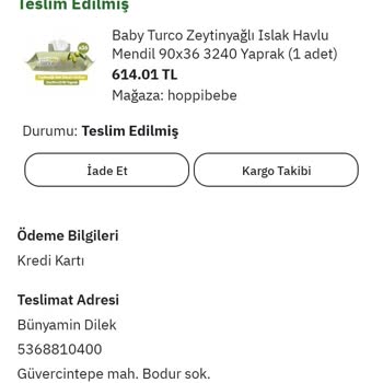 Hoppibebe Yanlış Sipariş Ürün İçeriği Farklı
