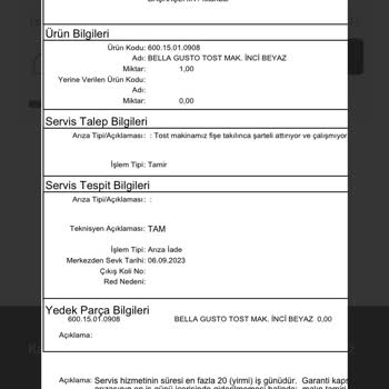 Emsan Servise Gönderilen Ürünü Geri Göndermiyor