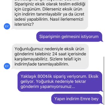 Getir (Getirmiyor) - Eksik Ürün
