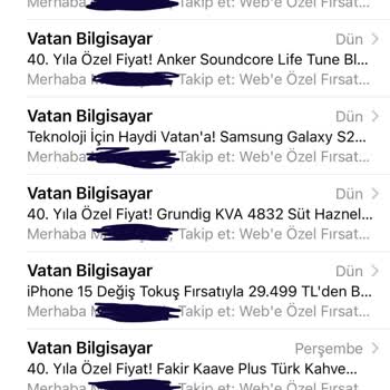 Vatan Bilgisayar'ın Tanıtım Emailleri