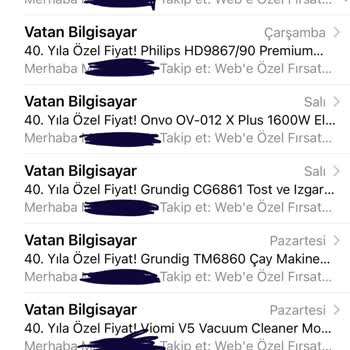 Vatan Bilgisayar'ın Tanıtım Emailleri