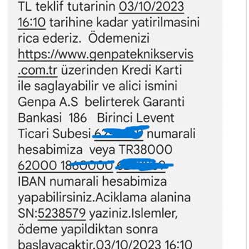 Genpa Garantide Olduğu Halde Ücret Talep Edilmesi!