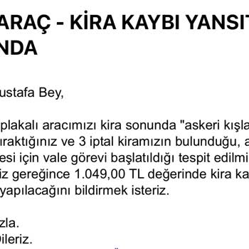GetirAraç 1000 TL Tutarındaki Uyarı Cezası