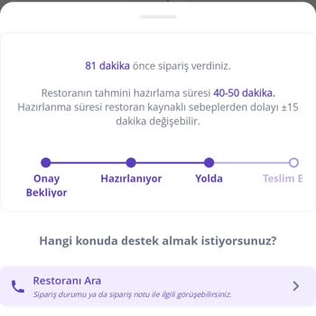 GetirYemek Sipariş Teslim Süresi Sorunu