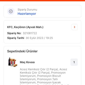 KFC Yanlış Sipariş Gönderdi