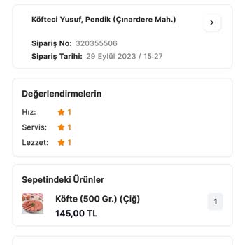 Migros Yemek Ten Gelmeyen Köfteci Yusuf Siparişi
