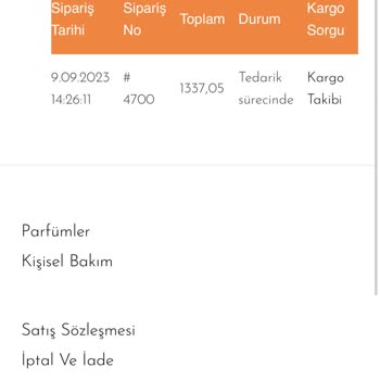 Tekin Acar Kozmetik (Kadıköy) Tedarik Edilemeyen Sipariş