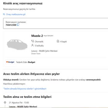 Booking.com Üzerinden Kiralanan Otomatik Aracı Budget Teslim Etmedi