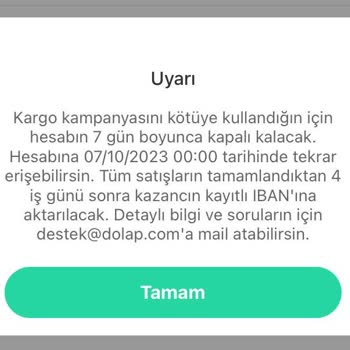 Dolap Uygulaması Haksız Yere Hesabımı Kapattı, Maillerle Oyalıyor