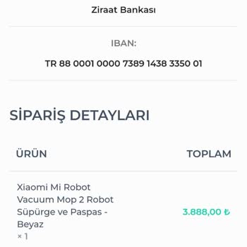 Shopier Xiaomi Robot Süpürgem Gelmiyor