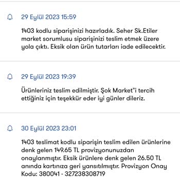 Şok Sanal Market Siparişimi Eksik Getirdi