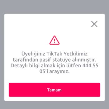 Tiktak Uygulaması Hesabımın Pasife Alınması