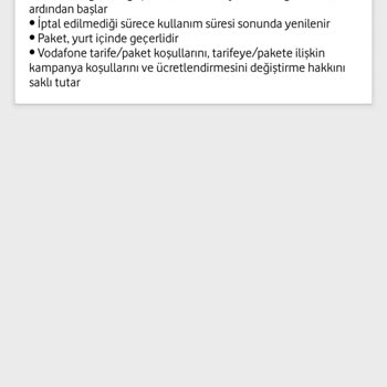 Vodafone Ek Paket İptal Etme