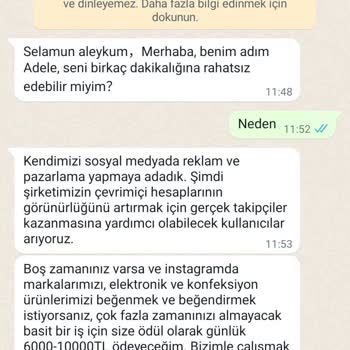 Görev Yap Para Kazan WhatsApp Üzerinden MMS Geldi.