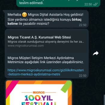 Migros Teslim Edilmeyen Sipariş