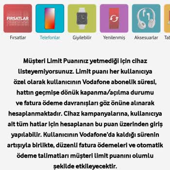 Vodafone Müşteri Limit Puanım Silindi