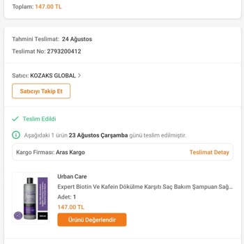 Trendyol'dan Aldığım Urban Care Şampuanı Kullanırken Sorun Yaşadım