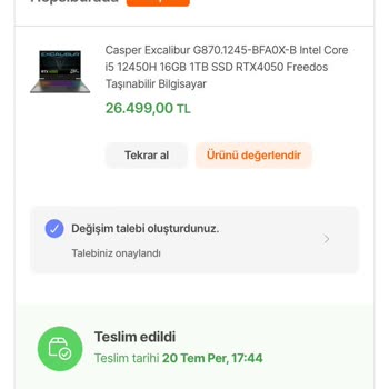 Casper Excalibur Hepsiburada Üzerinden Yapılan Ayıplı Ürün Satışı