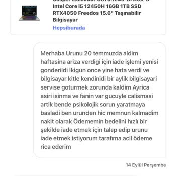 Casper Excalibur Hepsiburada Üzerinden Yapılan Ayıplı Ürün Satışı