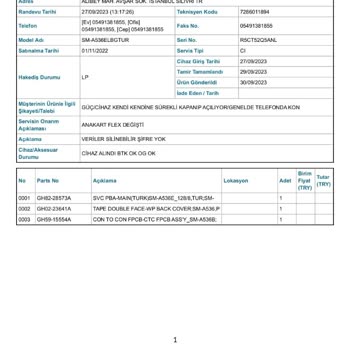Samsung Telefon Samsung A 53 Model Telefonun Arızası Ve Değiştirilmemesi