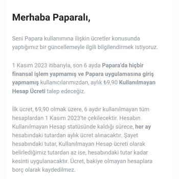 Papara Uygulaması Hesap Ücreti