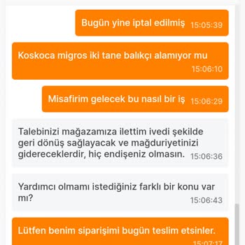 Migros Balık Siparişi İptali
