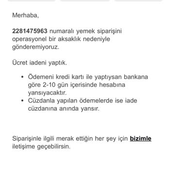 Trendyol Hızlı Market Yemek Sipariş İptali