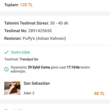 Trendyol Yemek Teslim Alamadığım Ürünün Parasını Ödedim